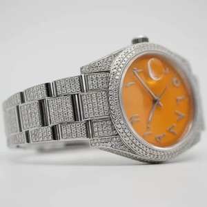 Reloj Clásico de Moissanita en Tono Blanco y Amarillo, Totalmente Cubierto de Diamantes, Estilo Hip Hop, para Compromiso o Boda, Movimiento Automático, de Lujo - Product Image 2