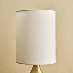 Lampe de table décorative moderne en métal avec abat-jour en tissu beige, base d'ampoule E26, finition polie pour chevet et salon - Product Image 2