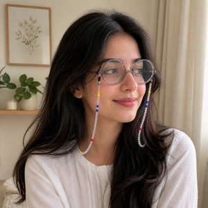 Chaîne de lunettes fantaisie à motif floral avec perles de cristal et accents colorés, sangle de cou souple antidérapante de 70 cm pour femme - Product Image 2