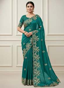 Designer C Pallu Seide Saree mit Pailletten-Stickerei und Cut-Work-Spitze, inklusive ungenähtem Seiden-Blusenteil mit Pailletten-Stickerei - Product Image 4