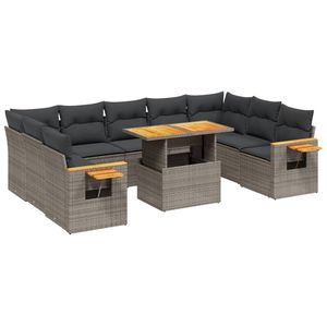 Dark Grey <b>Rattan</b> Garden <b>Sofa</b> Set 6 Seater Outdoor Furniture Weather Resistant Contemporary Design - Product Image 4