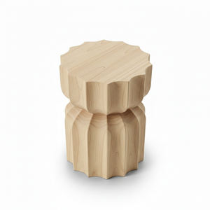 Tabouret à lattes en bois de Suar massif, écologique, design cylindrique cannelé moderne, qualité robuste, fait main, pour chambre et hôtellerie - Product Image 1