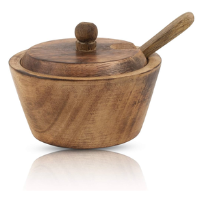 Rustic Wooden Sugar Bowl Spice <b>Jar</b> Trendy New Collection Wooden Sugar And Spice Bowl At Affordable Price - Product Image 5