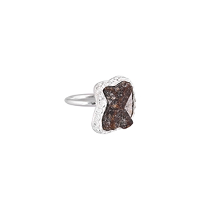 Bague de mariage en pierre précieuse fossile naturelle sertie dans un cadre |   Argent sterling 925 - Product Image 2