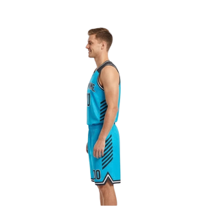 Ensemble de shorts de basket-ball personnalisés pour hommes, col en V, sans manches, uniforme d'équipe, nom personnalisé, numéro, garniture contrastée, 100% Polyester - Product Image 6