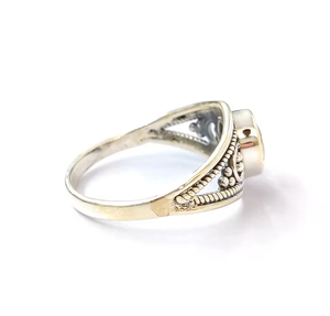 Dainty Yellow Citrine Gemstone 925 <b>Silver</b> Filigree Promise <b>Ring</b> | Antique Handmade <b>Solitaire</b> Wedding Band Jewelry - Product Image 3