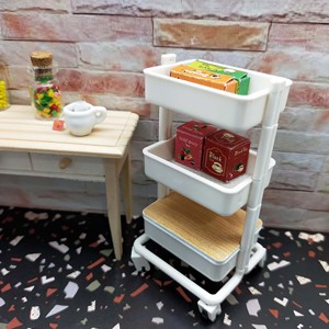 1:12 Scale Miniature Storage Cart <b>Rack</b> White ABS Dollhouse Furniture <b>Rolling</b> Organizer for Miniature Environments for age14+ - Product Image 5