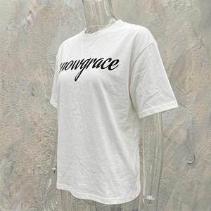 เสื้อยืดคอตตอนสีขาว Snowgrace แขนสั้น คอกลม ทรงปกติ สำหรับผู้ชาย สไตล์ลำลอง พิมพ์ลายตัวอักษรด้านหน้า - Product Image 5