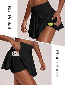 Women Black Tennis Crop Top And Skirt <b>Set</b> <b>Square</b> Neck Sleeveless Fitted Breathable Polyester Sport Apparel All Seasons - Product Image 4