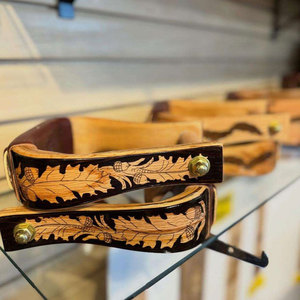 Estribos de Madera de Roble para Montura Western, Estribos de Madera Grabados para Montar a Caballo, Herrajes Niquelados, Estribos Personalizables - Product Image 2