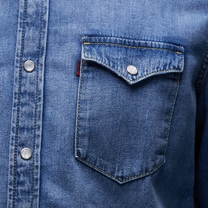 Men's Casual <b>Denim</b> Shirt <b>Denim</b> <b>Fabric</b> Wholesale Comfortable Customizable Cotton Breathable Anti-Wrinkle - Product Image 5