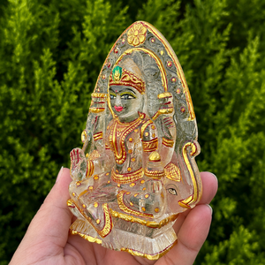 Estatua de Lakshmi de Cuarzo Transparente Tallada a Mano, Ídolo de la Diosa Hindú Pintado a Mano, Decoración de Cristal para el Hogar, Regalo de Buena Suerte - Product Image 3
