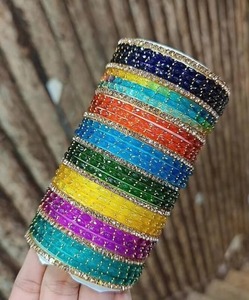 Colorful Islamic Wedding <b>Crystal</b> Rhinestone Imitation Pearl Bangles Set Stackable <b>Bracelets</b> Womens Trendy Fashion Jewelry - Product Image 1