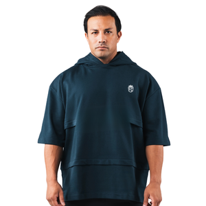 Sweat à capuche oversize à manches courtes pour homme, en mélange de coton, style streetwear décontracté, idéal pour la gym et l'entraînement, personnalisable, vente en gros OEM - Product Image 1