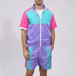 เสื้อแจ็คเก็ตกันลมผู้ชาย ชุดเสื้อยืดแขนสั้น ชุดเซ็ตเสื้อผ้าผู้ชายแบบสั่งทำ ชุดเสื้อและแจ็คเก็ตสองชิ้น ซิป โพลีเอสเตอร์ - Product Image 4