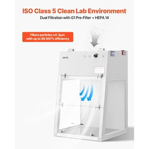 Camera Bianca Portatile ISO Classe 5 con Cappa a Flusso Laminare, Area di Lavoro 20.08 x 20.47 x 23.62 Pollici, Conforme agli Standard per Glove Box da Laboratorio - Product Image 3