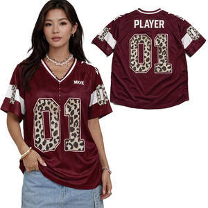 Camiseta Deportiva Extra Grande con Estampado Animal, Número de Fútbol Americano, Malla Transpirable, Cuello en V, Uniforme de Equipo, Suministro OEM Personalizado - Product Image 1