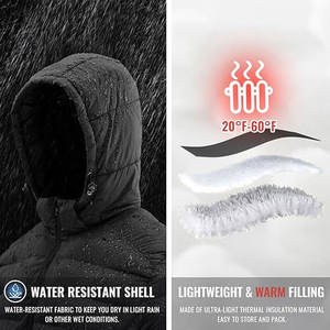 Veste matelassée à capuche personnalisable pour homme, légère, résistante à l'eau, isolée, pour l'hiver, avec capuche amovible - Product Image 3