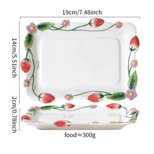 Vajilla de Cerámica Esmaltada con Diseño de Fresas en Relieve, Pintada a Mano, Reutilizable, Ecológica y de Alta Calidad, para Uso Doméstico, Regalo para Fiestas - Product Image 4