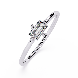 Anillo de Compromiso de Diamante Corte Esmeralda Platino, Clásico para Mujer, Piedra Natural Certificada por GIA - Product Image 2