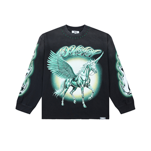 New Printed Pattern Vintage DUAA Long-Sleeve T-Shirt - Oversized Street Rock Style <b>for</b> Men and Women - Product Image 6