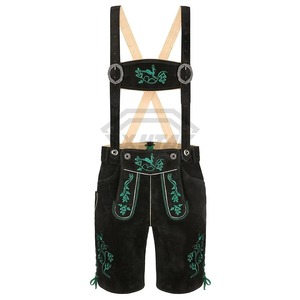 กางเกงหนังบาวาเรียนสั่งตัดสำหรับผู้ชาย ทรง Trachten Lederhosen เอวกลาง สีพื้น แท้ๆ สำหรับเทศกาลอ็อกโทเบอร์เฟสต์ - Product Image 1