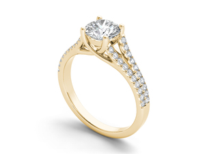 Anillo de compromiso y aniversario de oro de 10k, 14k, 18k para mujer, con diamante solitario de 1 quilate de corte redondo y vástago dividido, certificado IGI - Product Image 3