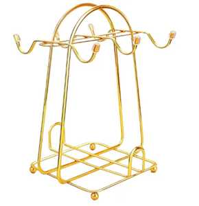 metal Mug Holder Stand with Square Base and Vertical Post Metal Hooks Holding Ceramic Coffee Cups Rustic <b>Kitchen</b> Organizer - Product Image 2