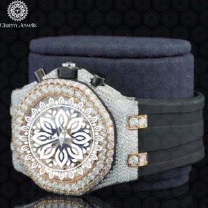 ชาร์ม จิวเวลส์นาฬิกาข้อมือผู้ชายสแตนเลสสตีลกรอบเพชรโครโนกราฟหน้าปัดอะนาล็อกคริสตัลแซฟไฟร์ 42 มม. แฟชั่นหรูหรา - Product Image 2
