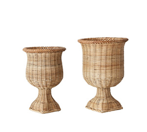 Juego de 2 jarrones decorativos de ratán de color natural, precio de fábrica al por mayor, hecho en Vietnam - Product Image 4