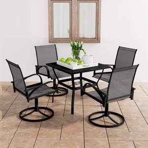 Ensemble de salle à manger en textilène gris anthracite, mobilier de jardin en acier thermolaqué - Product Image 1