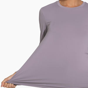 T-shirt de yoga pour femme, logo personnalisé, respirant, anti-transpiration, séchage rapide, vêtements de yoga à manches longues, fitness, course à pied, t-shirt de yoga pour femme - Product Image 4