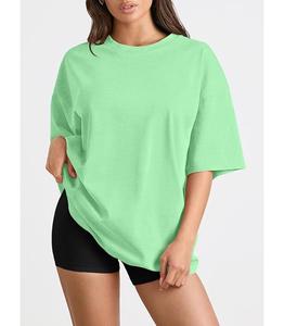 Camiseta de Mujer 100% Algodón Sólido, Manga Corta, Cuello con Hombros Caídos, Estilo Holgado, Casual, Transpirable, de Bangladesh, Superventas - Product Image 2