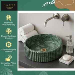 Lavabo de Mármol Verde Natural de Lujo Hecho a Mano de Primera Calidad, Suministro Directo de Fábrica para Compradores Mayoristas - Product Image 6