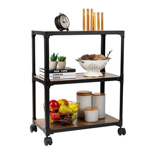 Chariot roulant multifonction à 3 niveaux, organisateur de rangement de bureau mobile, en métal et MDF, marron - Product Image 1