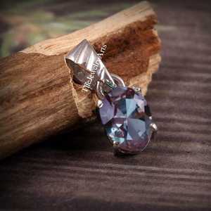Collier pendentif classique en Alexandrite de laboratoire à couleur changeante, argent sterling 925, taille ovale 7x9mm, certifié par un tiers, unisexe - Product Image 6