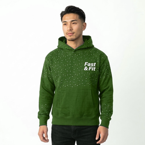 เสื้อฮู้ดกีฬาผ้าฝ้ายหนานุ่ม 100% รุ่นขายดีประจำปี 2026 แบบยูนิเซ็กซ์  ปักลายเพชร  สำหรับฤดูหนาว - Product Image 1