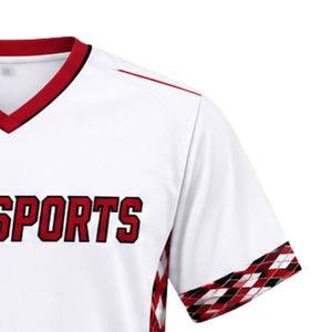 Maillot de lacrosse unisexe blanc et rouge en polyester, coupe athlétique, uniforme sportif léger, tenue d'équipe, vêtements d'entraînement - Product Image 4