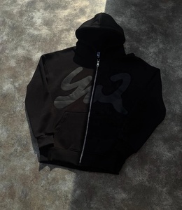 Sweat à capuche unisexe personnalisé 100% coton lourd avec fermeture éclair, impression en relief, toutes tailles avec étiquettes personnalisées et motif uni - Product Image 5