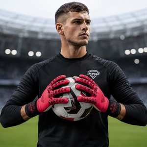 Guantes de Portero de Fútbol Rojos y Blancos, Dedos Completos, Antideslizantes, Transpirables, con Correa de Muñeca Ajustable, Unisex - Product Image 3