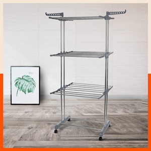 Tendedero de ropa de 3 niveles con ruedas, diseño de última generación, tendedero móvil para interiores, plegable, con opción de personalización. - Product Image 5
