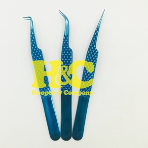 <b>Top</b> Deals Blue Plasma Lash Tweezers Pointed Sustainable Stainless Steel Eyelash Extension Tweezers Anti-Magnetic Tweezers - Product Image 4