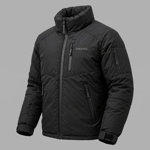 Veste matelassée noire pour homme, manteau d'hiver, fermeture éclair intégrale, veste d'extérieur ONEAPEX, col haut, matelassage chaud, qualité supérieure OEM - Product Image 2