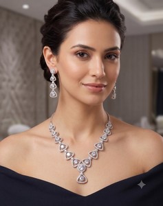 LucentArts Triangle Geometric AD <b>Crystal</b> Necklace <b>Set</b> Elegant White Round Stone Bridal Wedding Jewelry <b>Set</b> for Women's Wholesale - Product Image 1