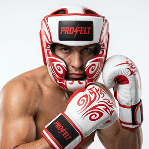 Heavy Duty Screen Printed Full Face Boxing Headgear MMA Protective Sparring Helmet <b>Adjustable</b> Kickboxing Training head Guards - Product Image 2