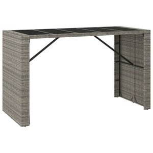 Tavolo da Bar Grigio con Piano in Vetro per Arredamento da Esterno e Patio - Product Image 2