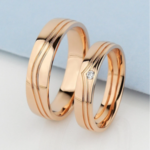 Alliances de mariage romantiques plaquées argent et or rose, ensemble de bagues uniques pour homme, bijoux en diamant moissanite rond - Product Image 1