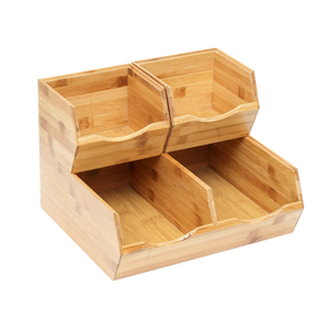 High Quality Elegant Set of 3 Pieces Bamboo Pantry Storage <b>Bins</b> Organizer Rack for Multipurpose Kitchen Counter Organizer - Product Image 1