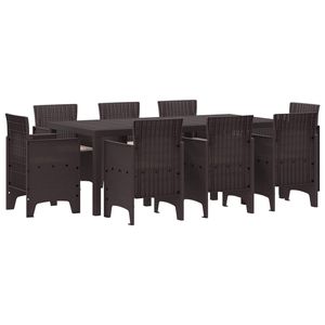 Ensemble de salle à manger de jardin en polypropylène marron, 9 pièces, meubles d'extérieur résistants aux intempéries, design contemporain - Product Image 1