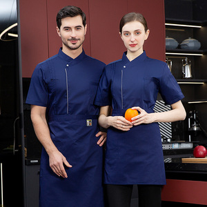 Vêtements de travail de cuisine en stock : Vestes de chef exécutif avec passepoil noir et tissu en maille tissée, unisexe, vente en gros - Product Image 3
